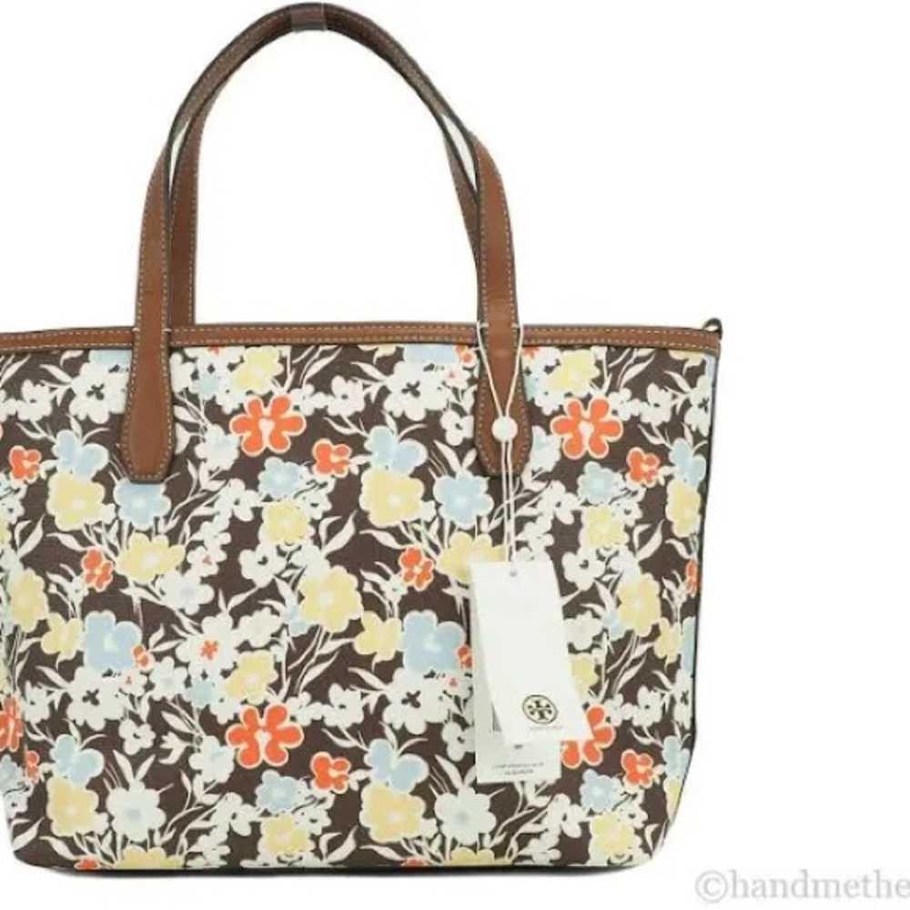 Tory Burch Brown and Yellow Tote Bag with Sophisticated Design - Picture 3 of 5